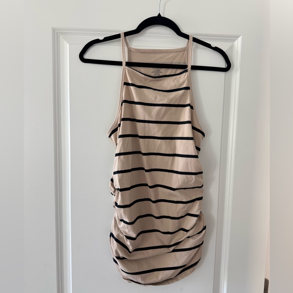 Torrid Black and Tan Striped Tank Top
